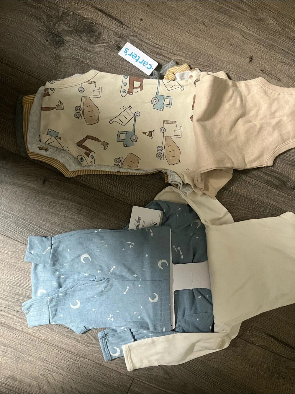 Carter's Long-Sleeve Bodysuit Set - Blue, Gray & Cream AND 5 piece onesie bundle